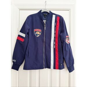 The Wild Collective NHL Navy Florida Panthers Zip Front Racing Jacket XS NWT‎